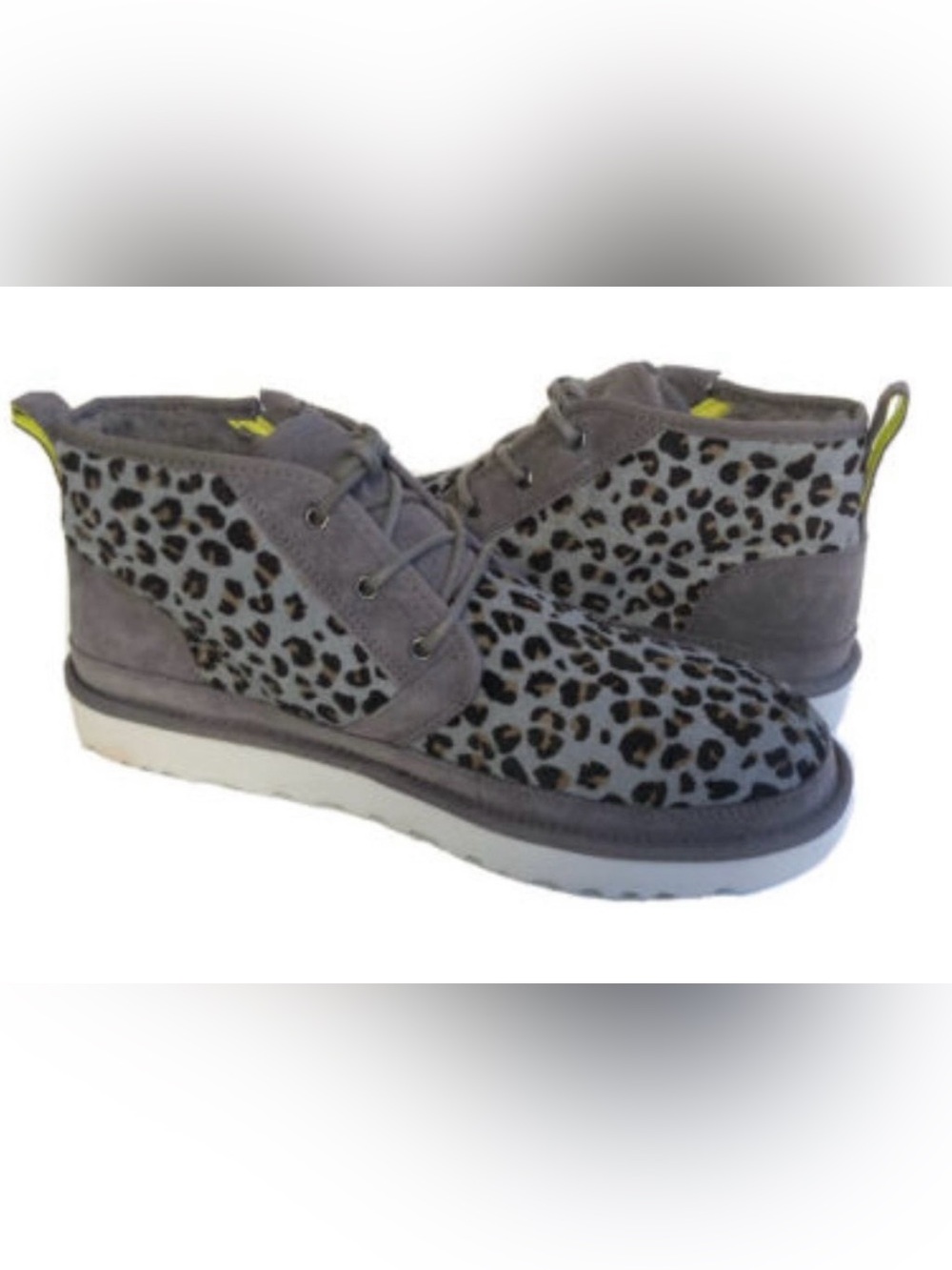 UGG MEN NEUMEL ZIP LEOPARD DARK GREY GRAY CHUKKA SHOE SZ 9 EU 42